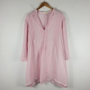 New CP Shades Gorsuch Regina Linen Pleated Tab Sleeve A Line Tunic Mini Dress